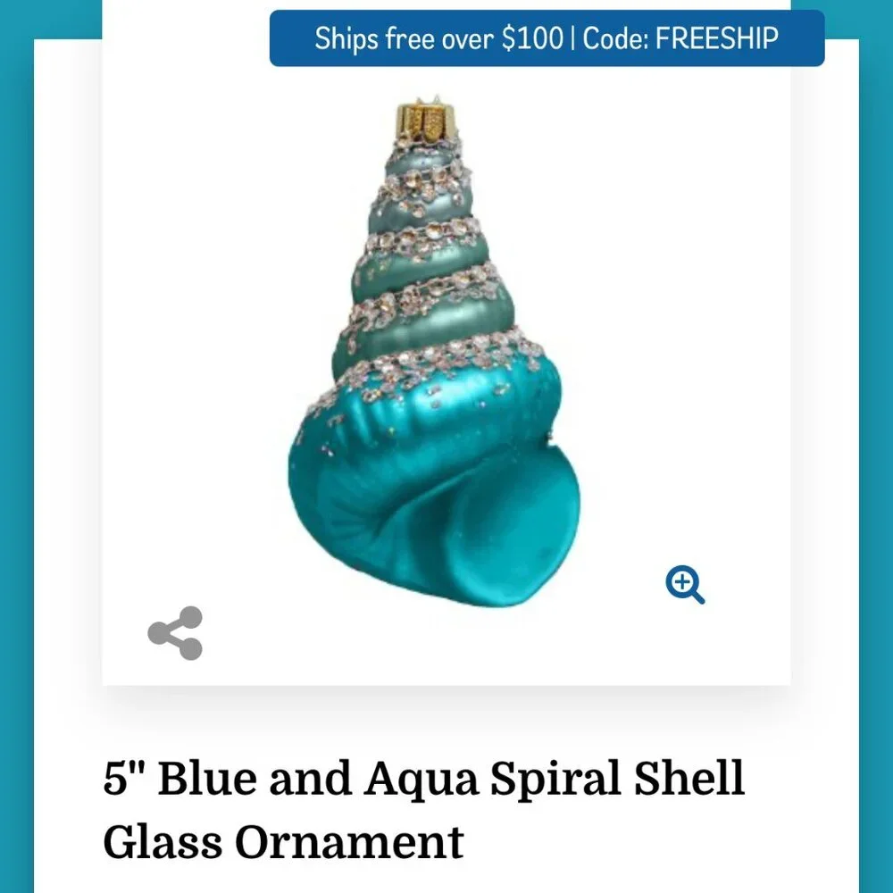 ✨ Wilford & Lee Home Accents Glass Shell Ornament – Elegant Coastal Decor ✨